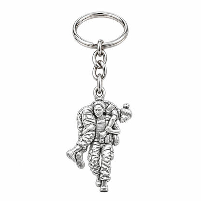 Soldier's Lifeline Charm Keychain – silver, front view