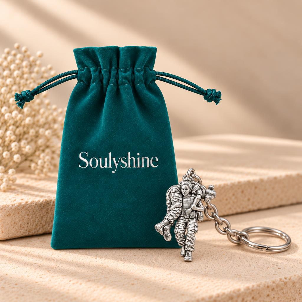 Soldier's Lifeline Charm Keychain – Soulyshine velvet gift pouch