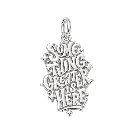Something Greater Is Here Charm Bracelet  – silver plated 3 cm charm, front view