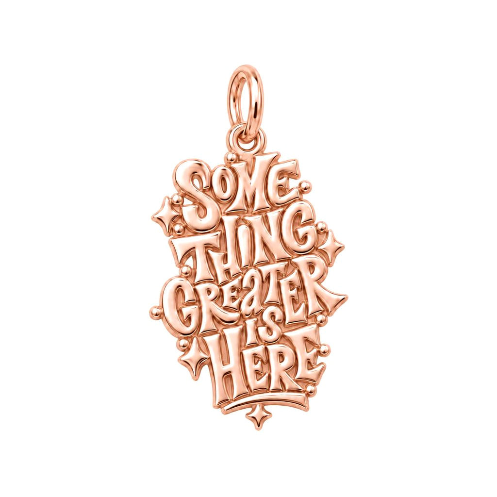 Something Greater Is Here Charm Bracelet – Personalized Mom Gift – rose gold charm, front view