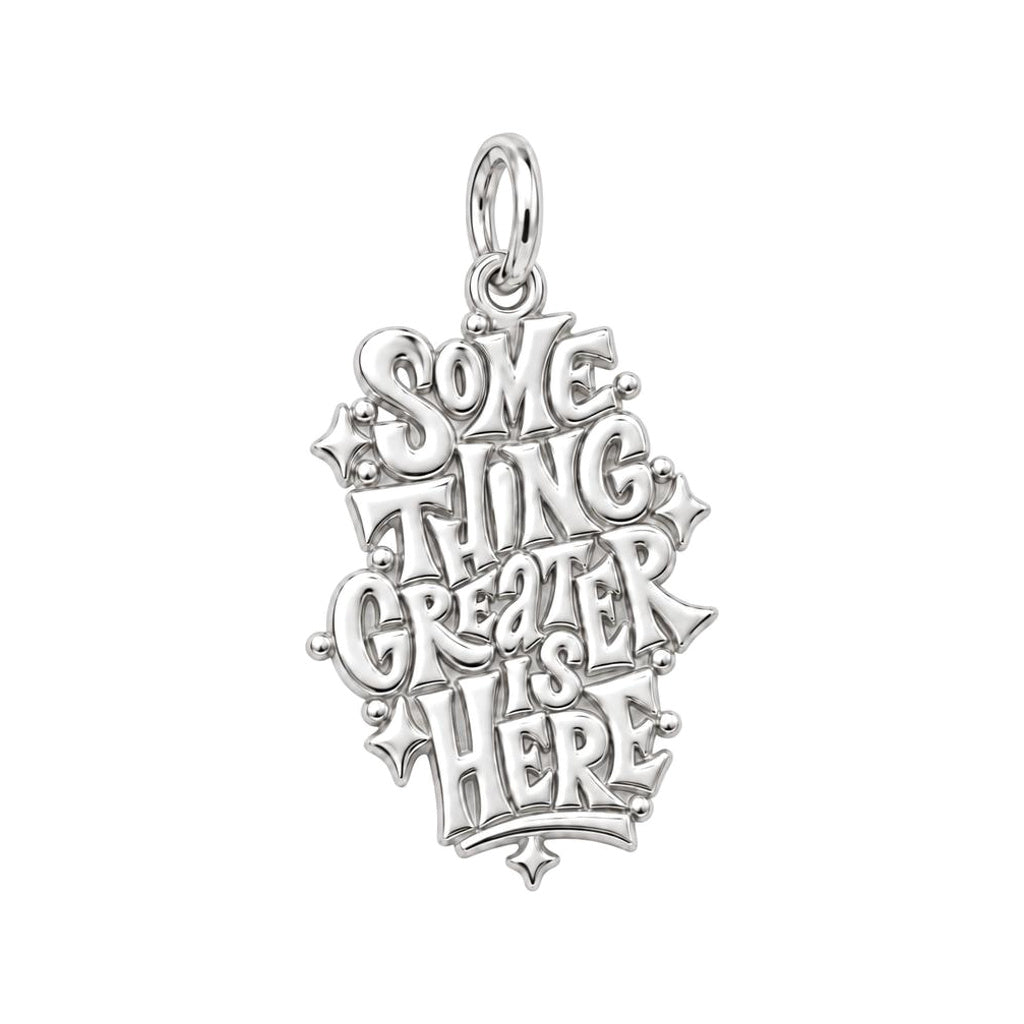 Something Greater Is Here Charm Bracelet – Personalized Mom Gift – silver charm, front view
