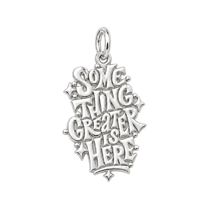 Something Greater Is Here Charm Bracelet – Personalized Mom Gift – silver charm, front view