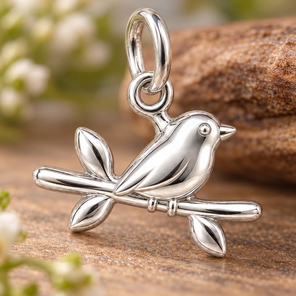 Songbird on a Branch Charm and Polyester Cord Bracelet Set