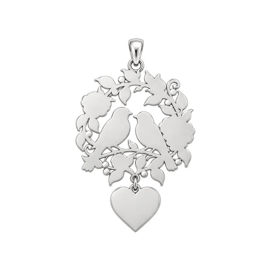 Songbirds in Rose Wreath Charm Bracelet – Personalized Mom Gift – back of the charm, engraving area