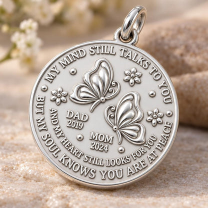 Soul at Peace Butterfly Charm Bracelet – Personalized Memorial Gift – macro detail of the charm