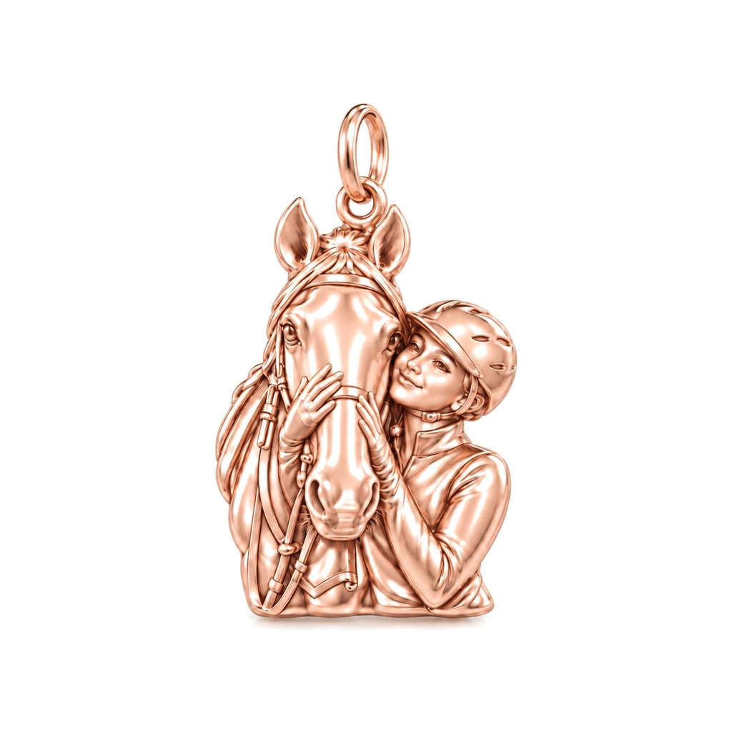 Soul Bond Equestrian Charm Bracelet – Personalized Horse Lover Gift – rose gold charm, front view