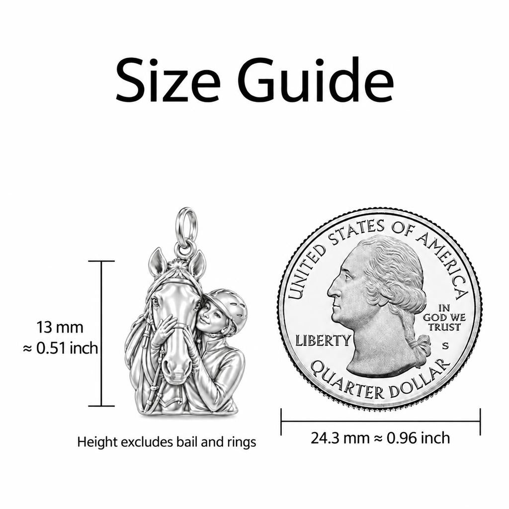 Soul Bond Equestrian Charm Bracelet – Personalized Horse Lover Gift – size guide, 13 mm charm next to a quarter