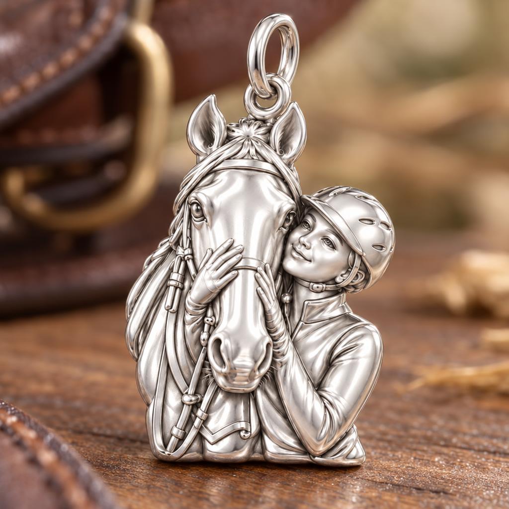 Soul Bond Equestrian Charm Bracelet – Personalized Horse Lover Gift – macro detail of the charm