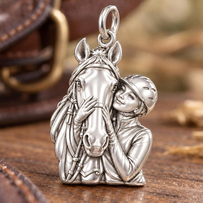 Soul Bond Equestrian Charm Bracelet – Personalized Horse Lover Gift – macro detail of the charm