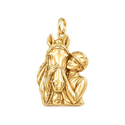 Soul Bond Equestrian Charm Bracelet – Personalized Horse Lover Gift – 18K gold charm, front view