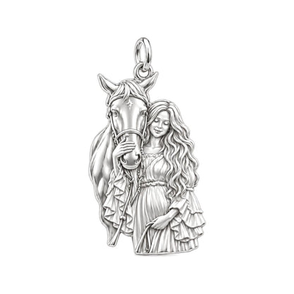 Soul Bond Horse and Rider Charm Bracelet – Personalized Gift – silver charm, front view