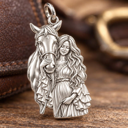 Soul Bond Horse and Rider Charm Bracelet – Personalized Gift – macro detail of the charm