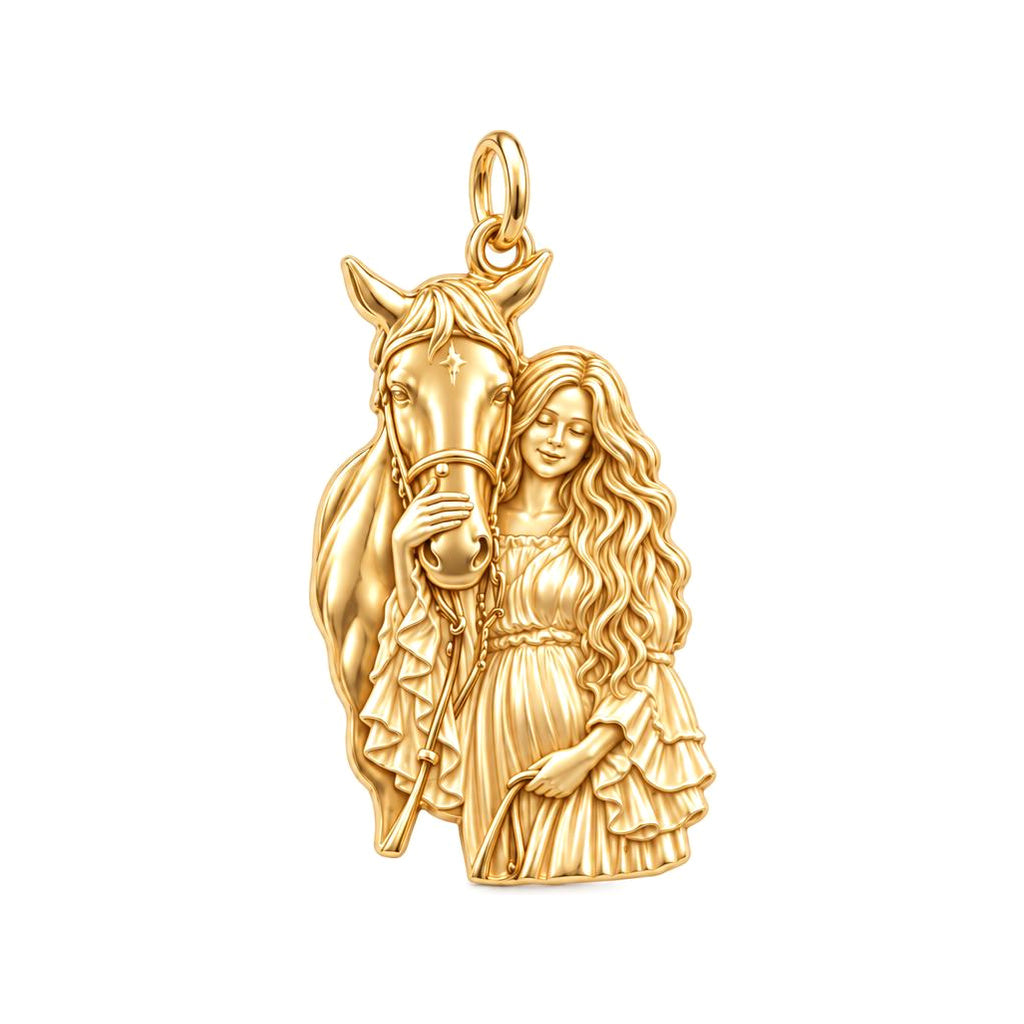 Soul Bond Horse and Rider Charm Bracelet – Personalized Gift – 18K gold charm, front view