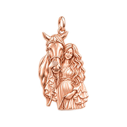 Soul Bond Horse and Rider Charm Bracelet – Personalized Gift – rose gold charm, front view