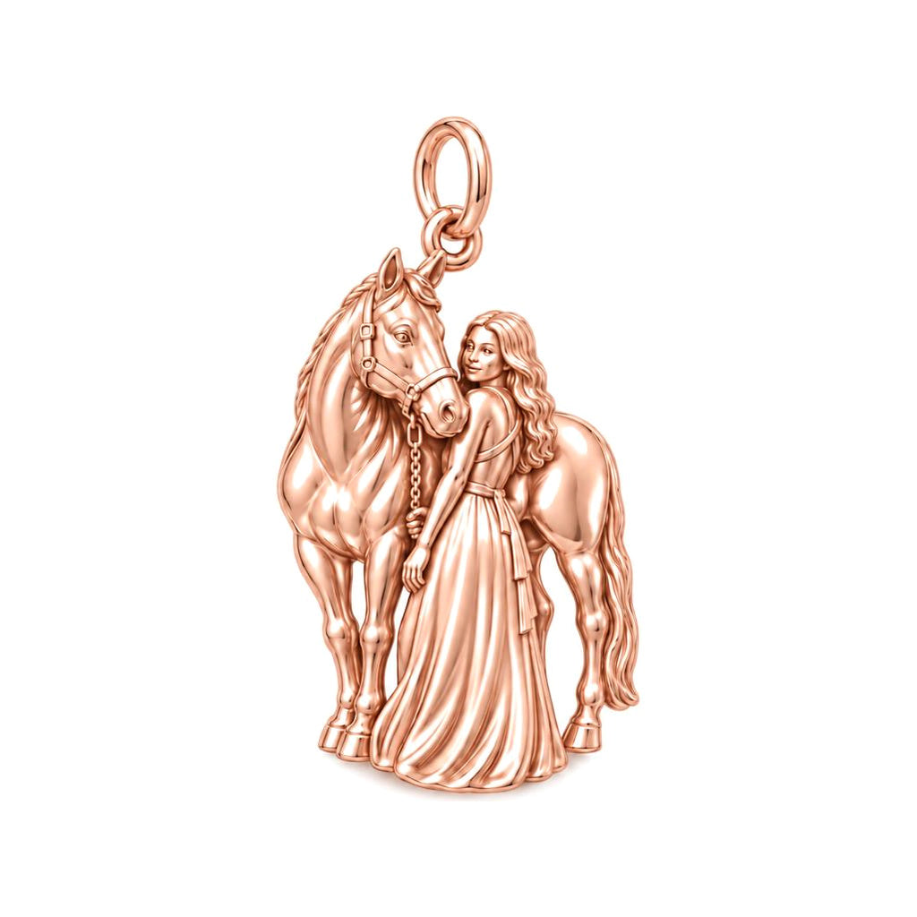 Soul Bond Horse and Rider Charm Bracelet – Personalized Horse Lover – rose gold charm, front view