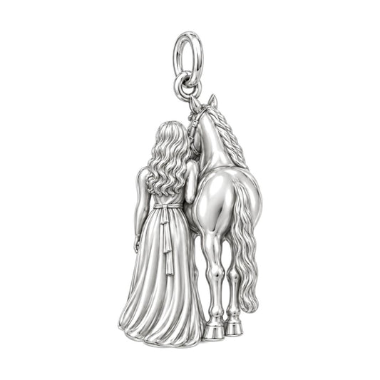 Soul Bond Horse and Rider Charm Bracelet – Personalized Horse Lover – back of the charm, engraving area