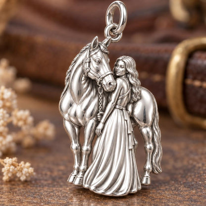 Soul Bond Horse and Rider Charm Bracelet – Personalized Horse Lover – macro detail of the charm