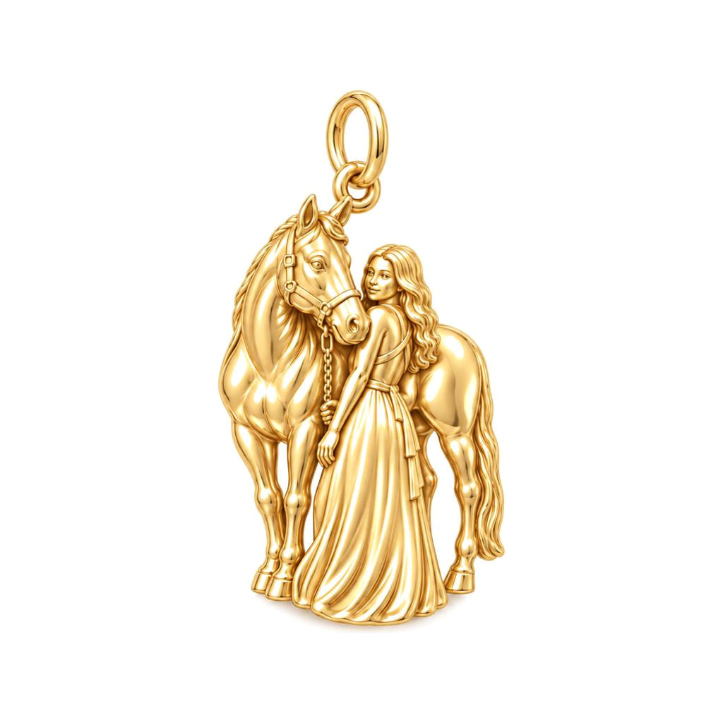 Soul Bond Horse and Rider Charm Bracelet – Personalized Horse Lover – 18K gold charm, front view