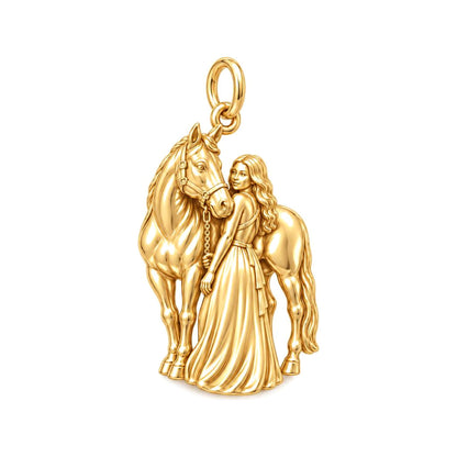 Soul Bond Horse and Rider Charm Bracelet – Personalized Horse Lover – 18K gold charm, front view