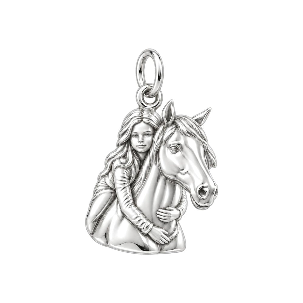 Soul Bond Horse Hug Charm Bracelet – Personalized Horse Mom Gift – silver charm, front view