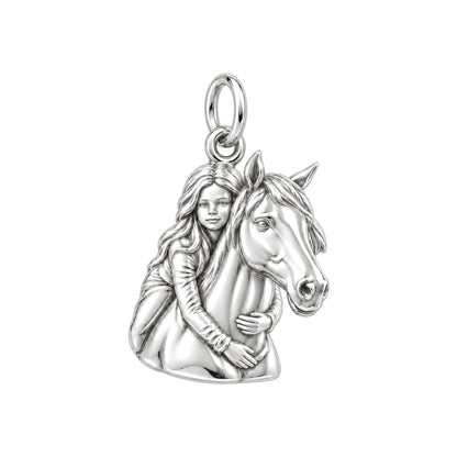 Soul Bond Horse Hug Charm Bracelet – Personalized Horse Mom Gift – silver charm, front view