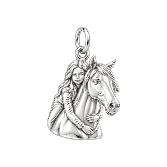Soul Bond Horse Hug Charm Bracelet – Personalized Horse Mom Gift – silver charm, front view