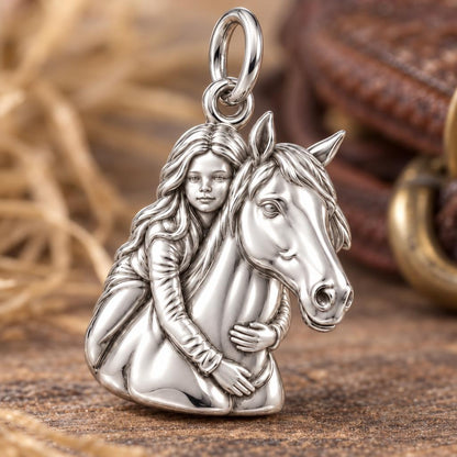 Soul Bond Horse Hug Charm Bracelet – Personalized Horse Mom Gift – macro detail of the charm