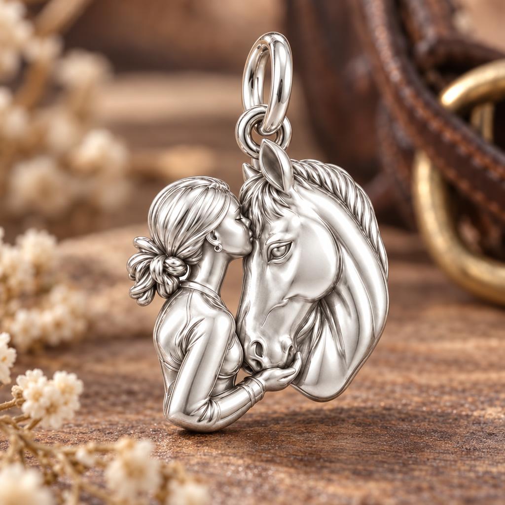 Soul Bond Horse Kiss Charm Bracelet – Personalized Horse Mom Gift – macro detail of the charm