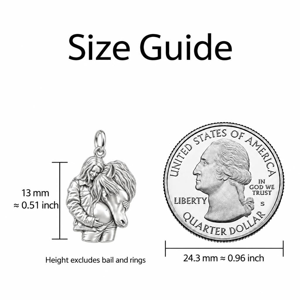 Soul Connection Charm Bracelet – Personalized Horse Lover Gift – size guide, 13 mm charm next to a quarter