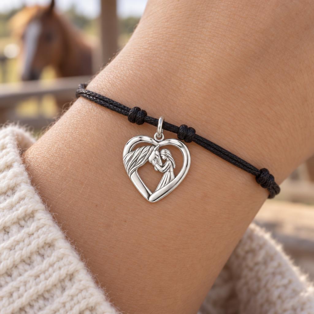 Soul Connection Horse Charm and Polyester Cord Bracelet Set