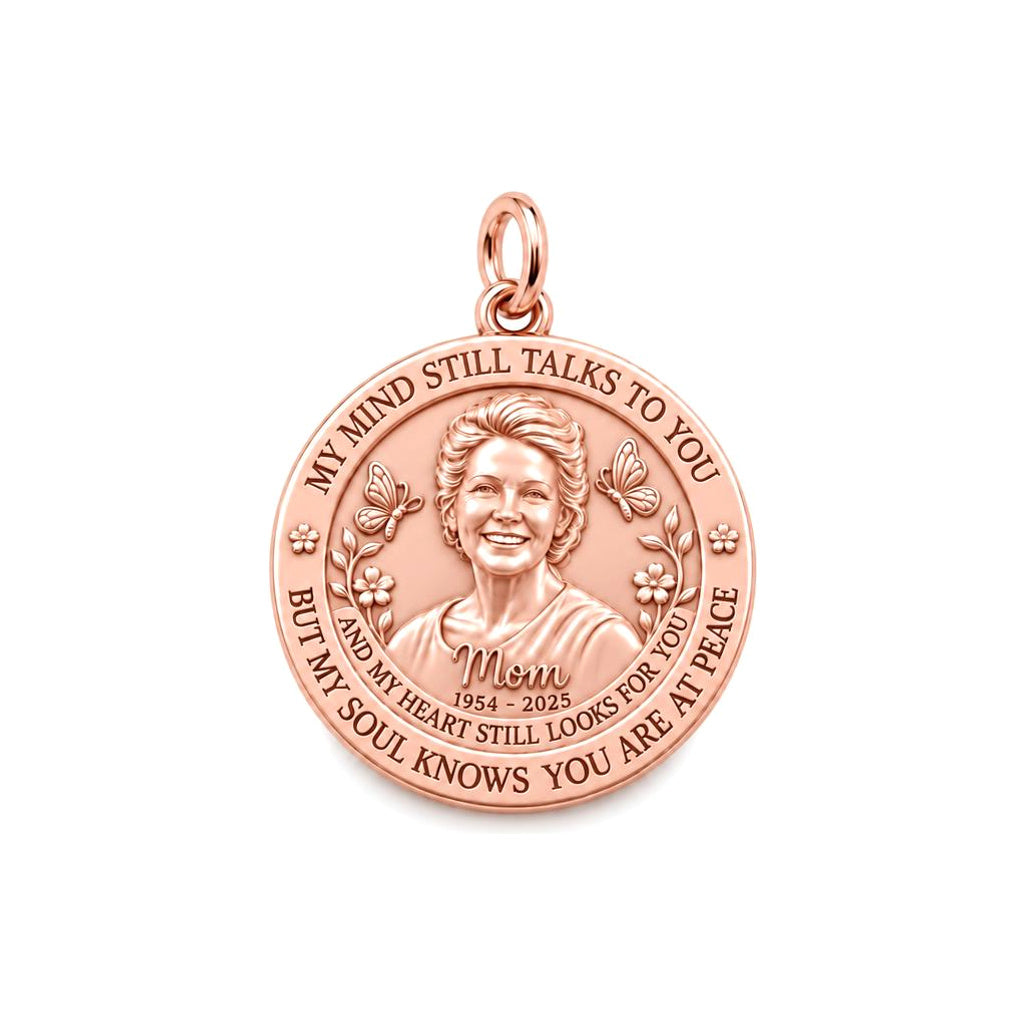 Soul Knows Peace Charm Bracelet – Personalized Memorial Gift – rose gold 3 cm charm, front view