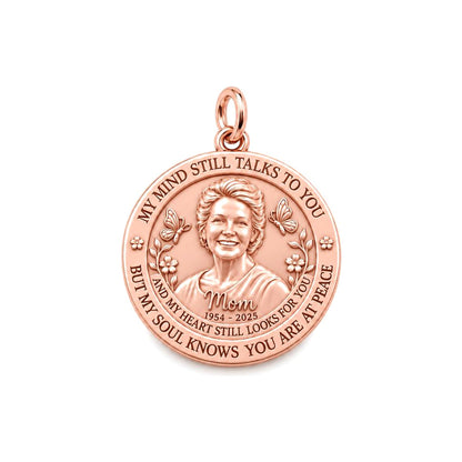 Soul Knows Peace Charm Bracelet – Personalized Memorial Gift – rose gold 3 cm charm, front view