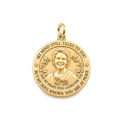 Soul Knows Peace Charm Bracelet – Personalized Memorial Gift – 18K gold plated 3 cm charm, front view
