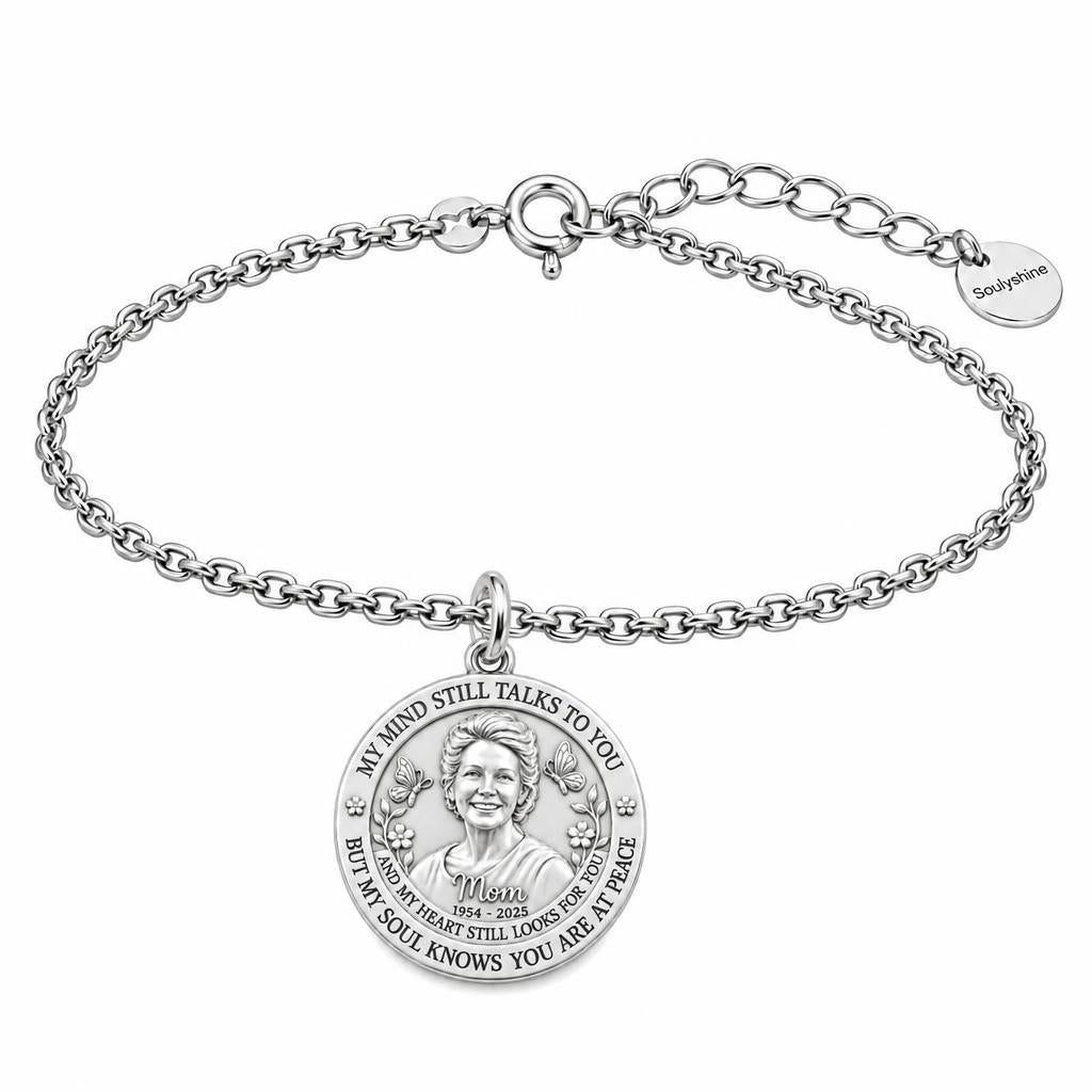 Soul Knows Peace Memorial Charm Bracelet Set – silver, front view