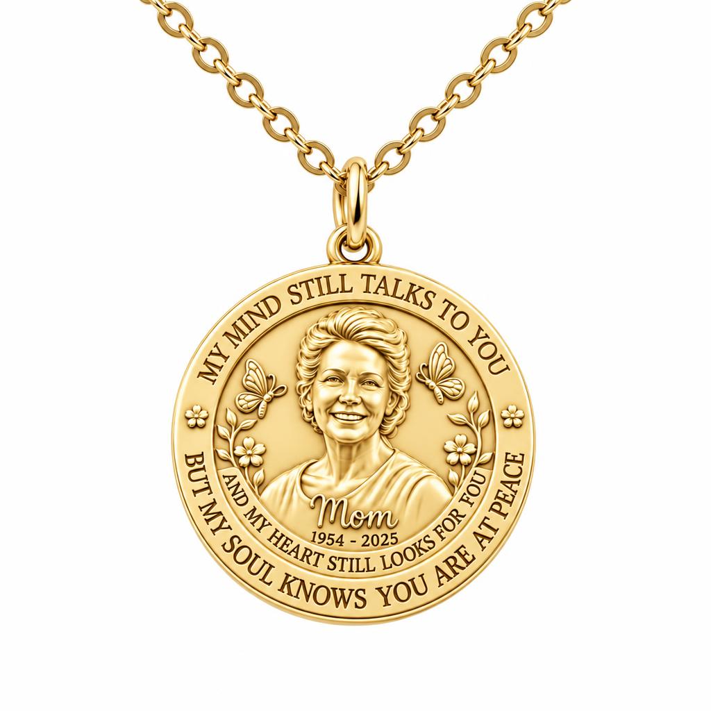 Soul Knows Peace Memorial Charm Necklace Set – 18K gold, front view