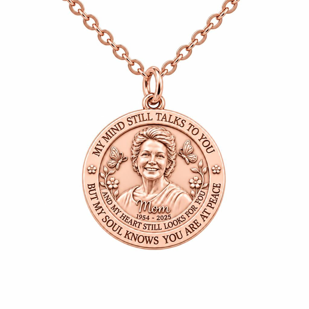 Soul Knows Peace Memorial Charm Necklace Set – rose gold, front view
