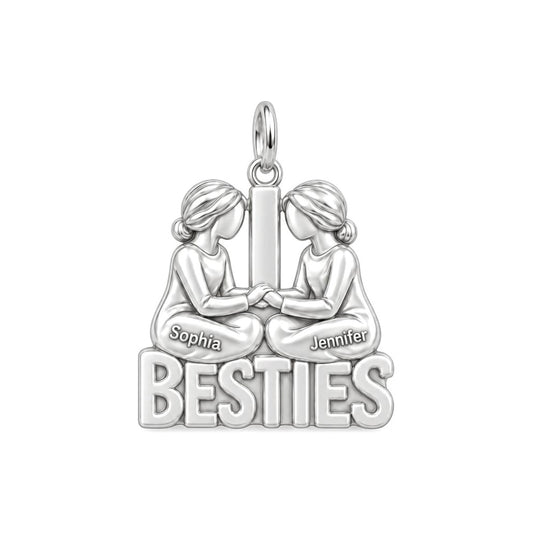 Soul Sister Besties Charm Bracelet – Personalized Bestie Gift – silver plated 2 cm charm, front view