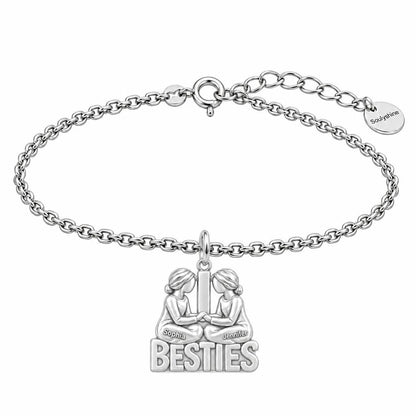 Soul Sister Besties Charm Bracelet Set – silver, front view