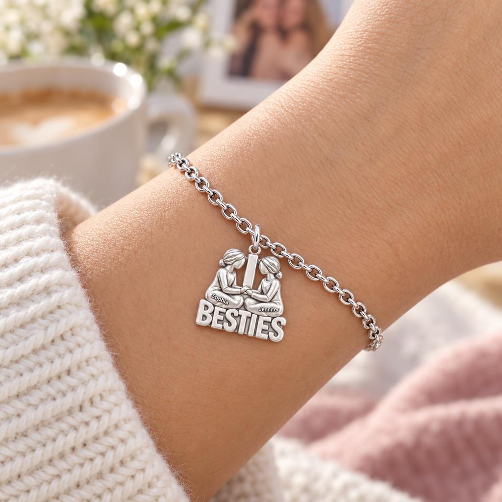 Soul Sister Besties Charm Bracelet Set – worn / in use