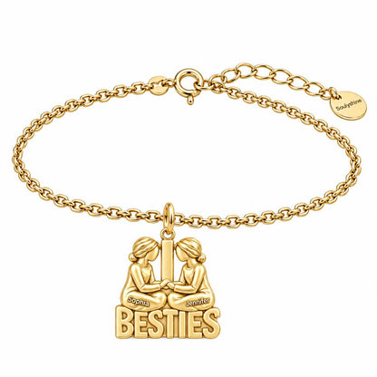 Soul Sister Besties Charm Bracelet Set – 18K gold, front view