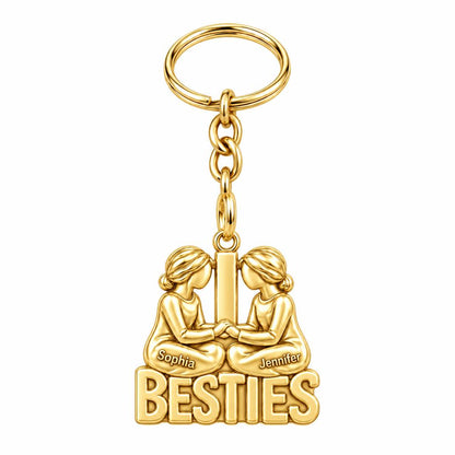 Soul Sister Besties Charm Keychain – 18K gold, front view