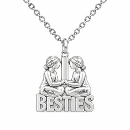 Soul Sister Besties Charm Necklace Set – silver, front view