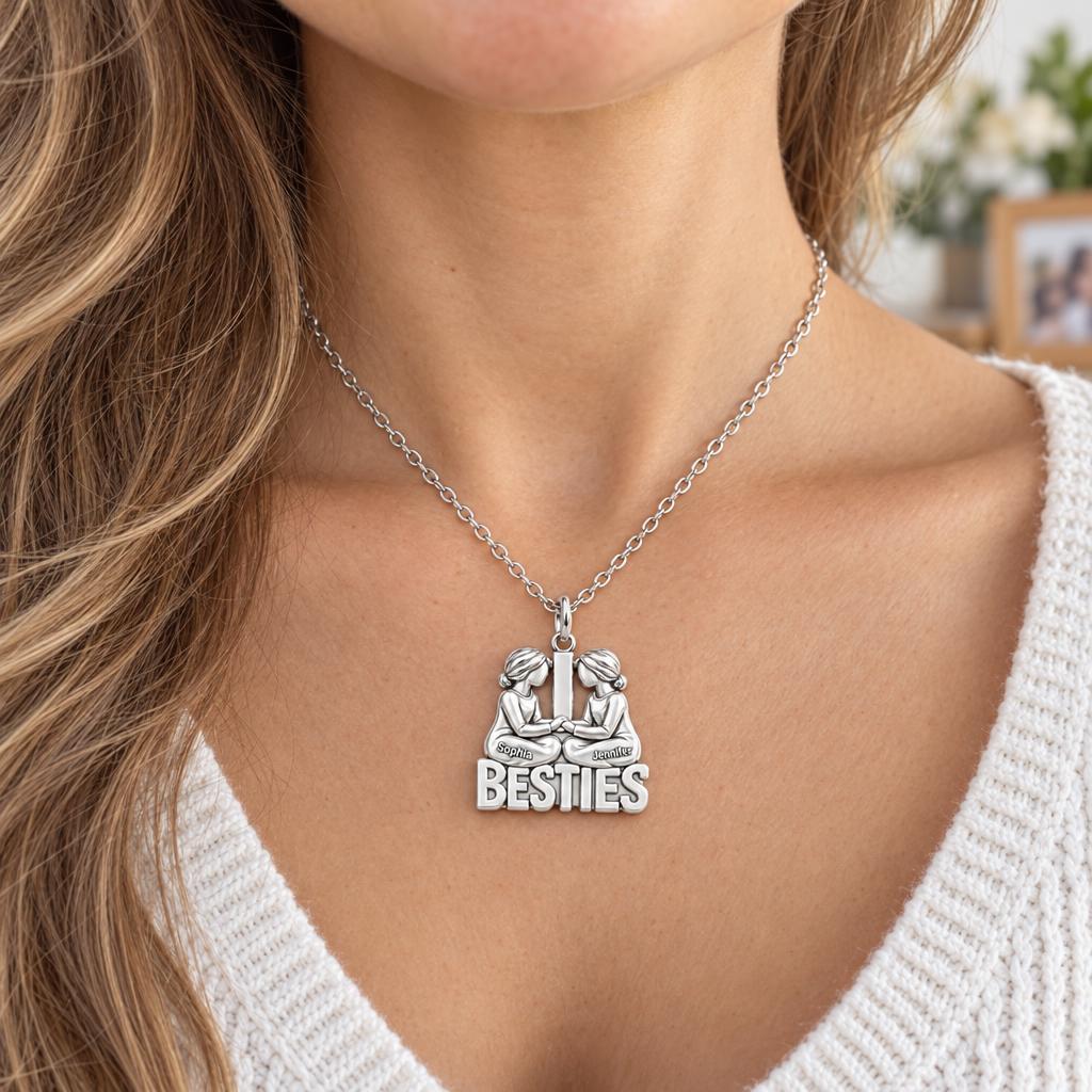 Soul Sister Besties Charm Necklace Set – worn / in use
