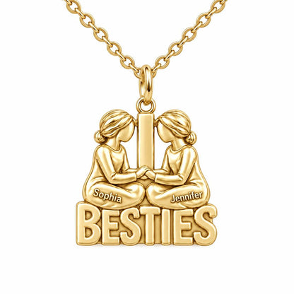 Soul Sister Besties Charm Necklace Set – 18K gold, front view
