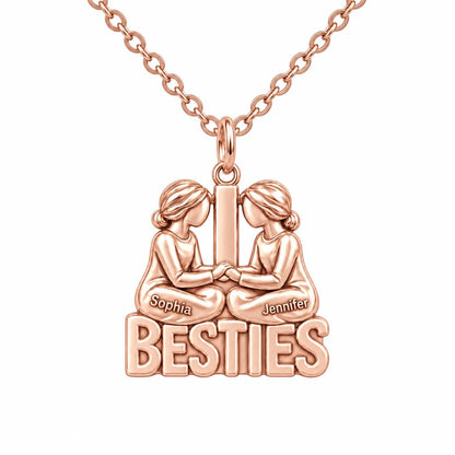 Soul Sister Besties Charm Necklace Set – rose gold, front view