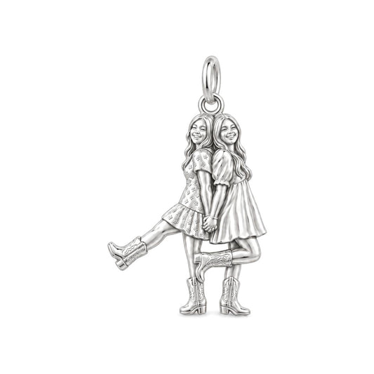 Soul Sister Cowgirl Boots Charm Bracelet – Personalized Bestie Gift – silver charm, front view