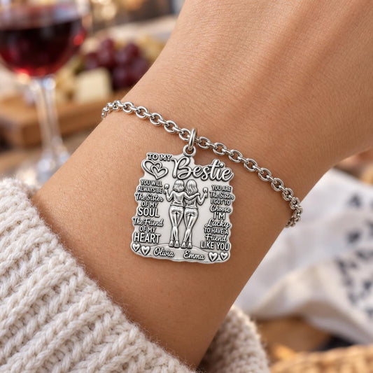 Soul Sister Wine Besties Charm Bracelet Set – worn / in use