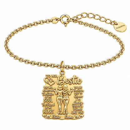 Soul Sister Wine Besties Charm Bracelet Set – 18K gold, front view