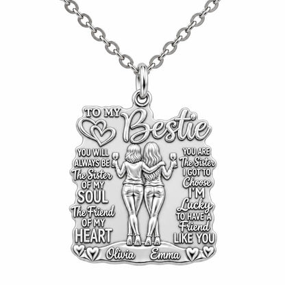 Soul Sister Wine Besties Charm Necklace Set – silver, front view