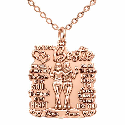 Soul Sister Wine Besties Charm Necklace Set – rose gold, front view